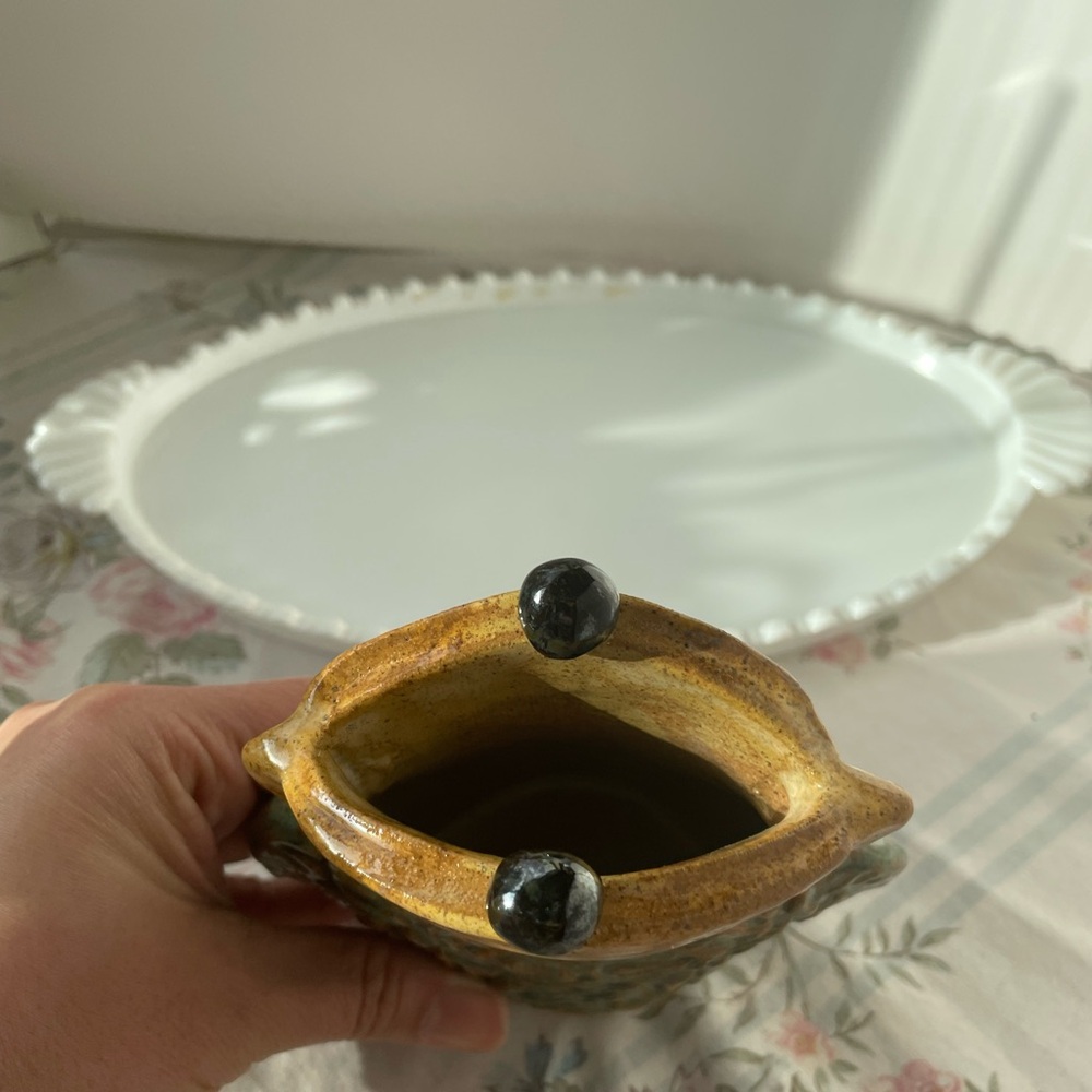 Handcrafted Stoneware Purse Vase with Green and Brown Glaze Signed by Artist - Picture 9 of 17